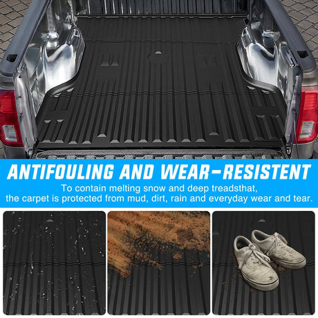 Truck Bed Mat 6.8ft Rubber Short Trunk Bed For 1999-2016 Ford F250/F350/F450 Super Duty, TPE Heavy-Duty Pick-up Bed Liner for 1999-2016 Ford F Accessories, Anti-Slip Texture, All Weather Protection