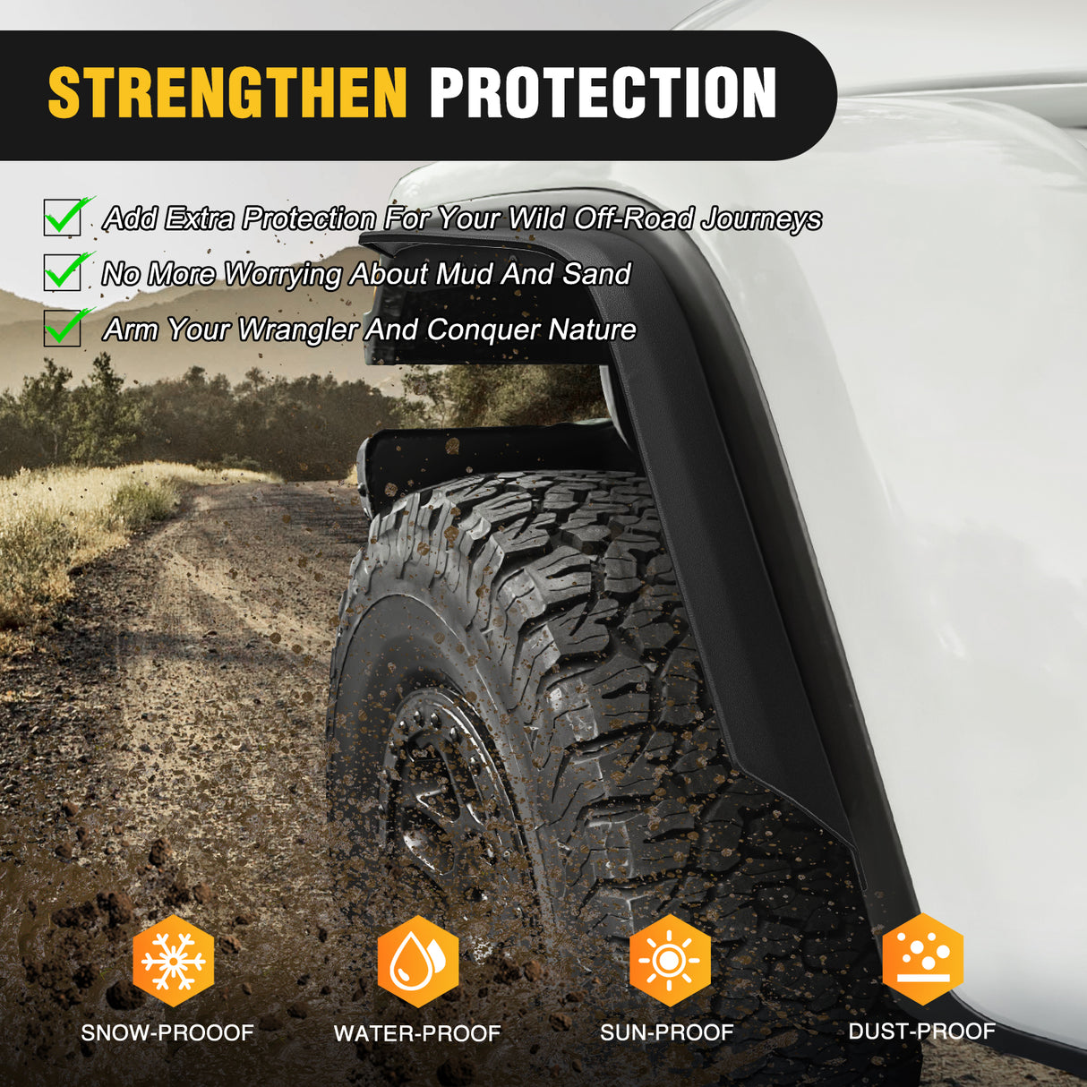 Nilight Fender Flares Extensions Set Compatible with 2018 2019 2020 2021 2022 2023 2024 Wrangler JL and JLU Unlimited 2/4 Doors (Only for High Wheel Arches) Off-Road Widened Front Rear Flat 4 PCS