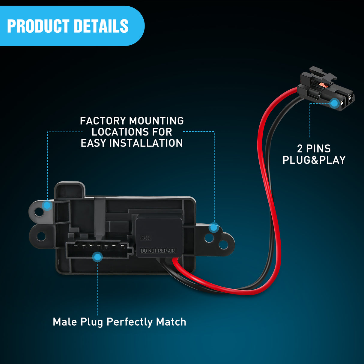Nilight AC Blower Motor Resistor Kit with Harness Fit for Cadillac Escalade, Chevy Avalanche Silverado Suburban Tahoe, GMC Sierra Yukon 2003-2006 Replaces 89019088, 973-405, 15-81086, 22807123