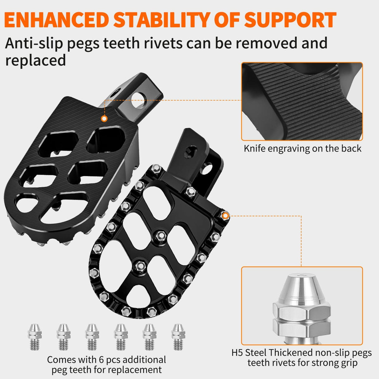 Motorcycle Foot Pegs Motorcycle Foot Pegs Dirt Bike Footpegs Fit for Kawasaki KLX110 2002-2023 KLX110L 2010-2023 KX60 1998-2003 CNC Foot Pegs for Motorcycles Heavy Duty Aluminum Alloy Foot Rests, Black