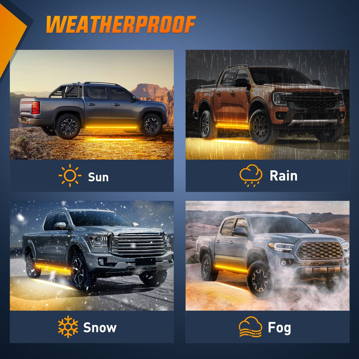 Led light Strip 2PCS 70 Inch Emergency Strobe Lights Strip 1125 LED Running Board Marker Light Amber Flexible Side Flashing Warning Caution Safety Waterproof for Truck Construction Vehicles Pickup