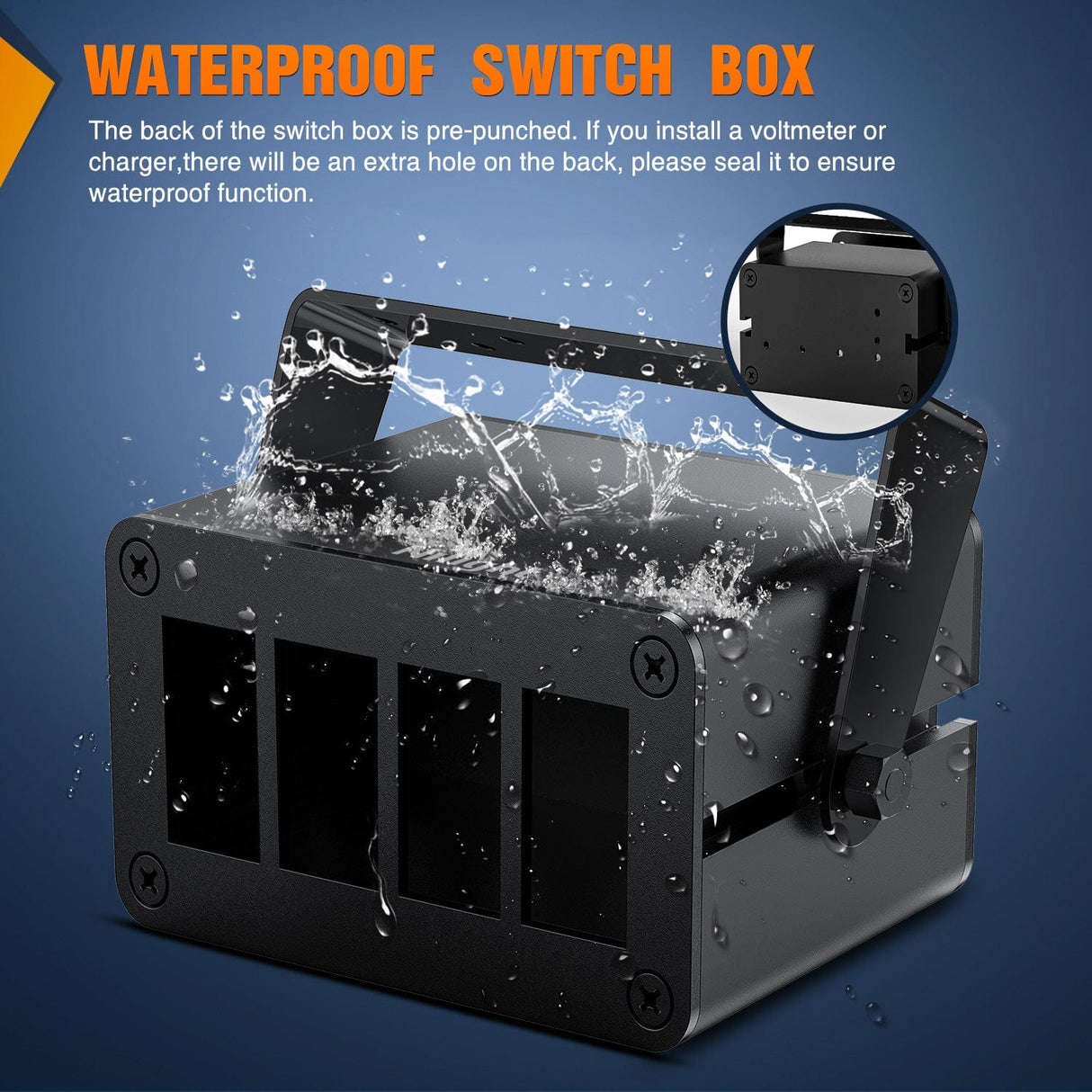 Rocker Switch 4 Gang Rocker Switch Box 4 Holes Panel Detachable Installation Housing Waterproof Aluminum Rotatable Mount Bracket 12V 24V DIY Toggle Switches Voltmeter USB Socket for Boats Cars RVs Trucks