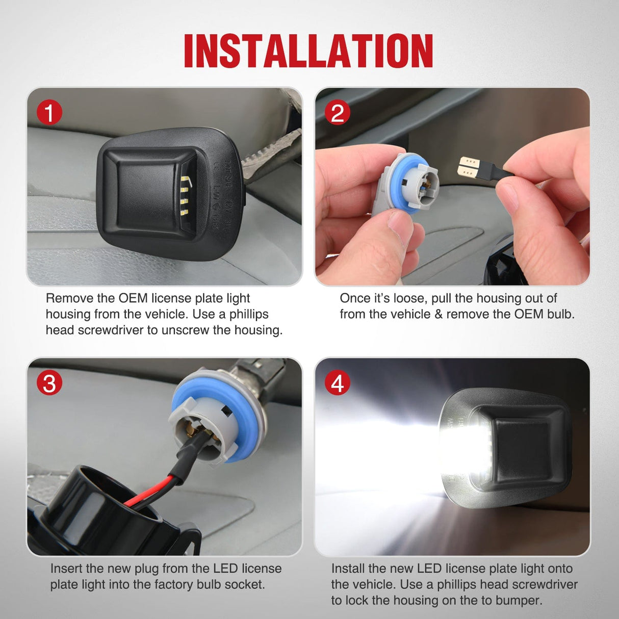 Tail Brake Turn Reverse Lights License Plate Lights Compatible with 1997 1998 1999 2010 2011 Dodge Dakota 2006 2007 2008 2009 Mitsubishi Raider with Black Housing 6000K White 2PCS Pack