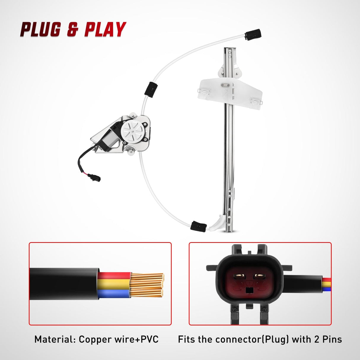 Window Regulator 741-527 Power Window Regulator/Motor Front Passenger Side Compatible with Jeep Liberty KJ 2002 2003 2004 2005 2006,Front Right Side