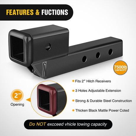 Trailer Hitch 2 Inch Trailer Dual Hitch Receiver with 2Inch Rise or Drop