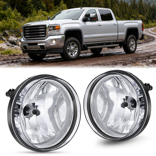 Fog Light Assembly 2007 2008 2009 2010 2012 2013 GMC Sierra 1500 2007 2008 2009 2010 2012 2013 2014 Sierra 2500HD 3500HD Fog Lights Assembly Clear Lens 880 27W Bulbs