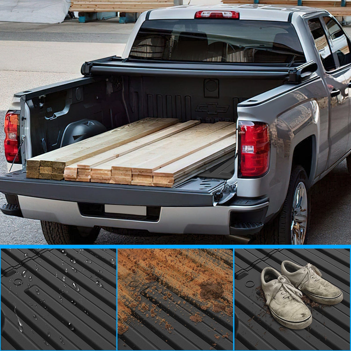 Truck Bed Mat 5ft Rubber Short Bed For 2015 2016 2017 2018 2019 2020 2021 2022 2023 Ford F-150