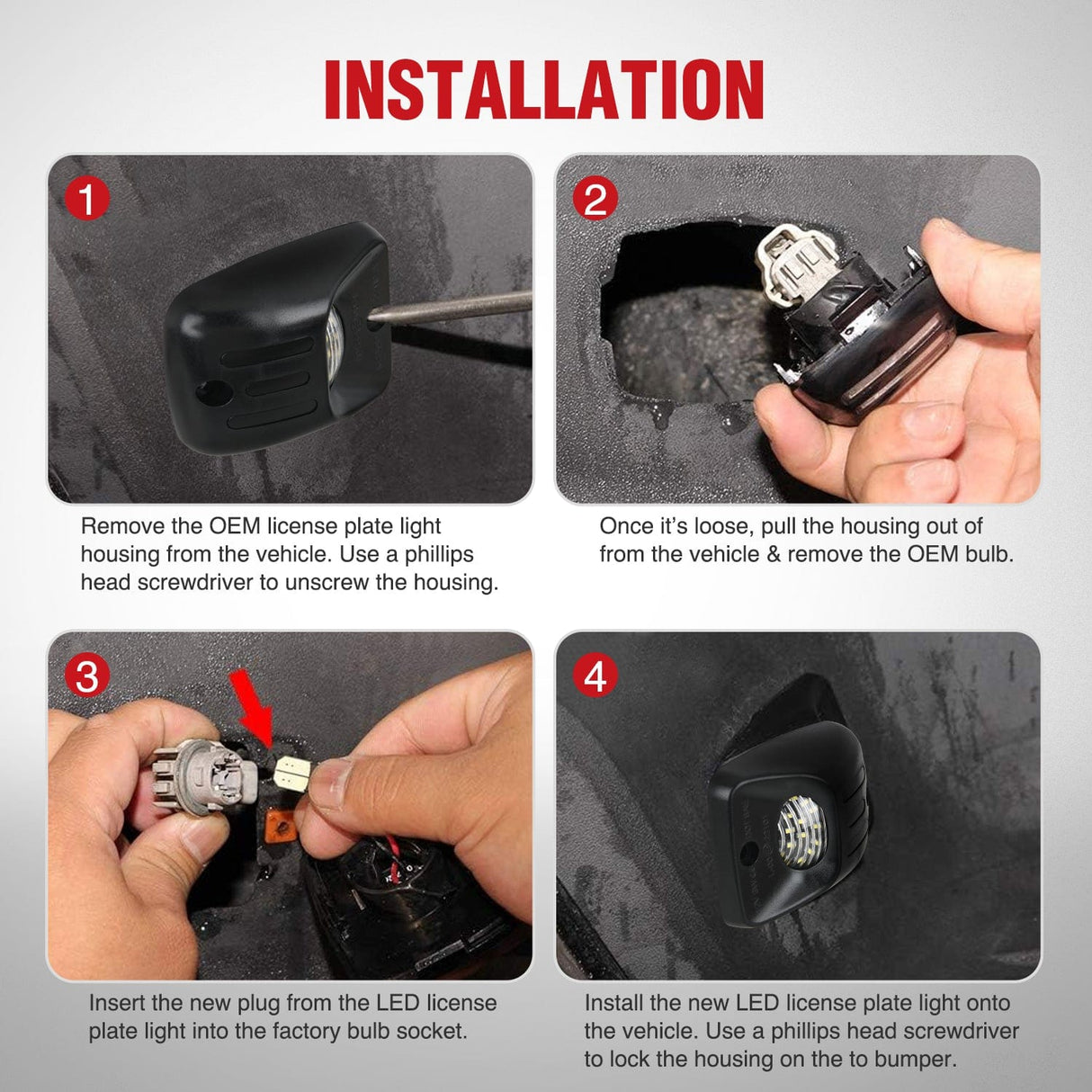 Tail Brake Turn Reverse Lights License Plate Lights Compatible with 1995 1996 1997 1998 1999 2000 2001 2002 2003 2004 Toyota Tacoma Red OLED Neon Tube 6000K White 2PCS Pack