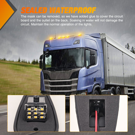 Roof Marker Light 5PCS 9LED Amber Cab Roof Marker Light