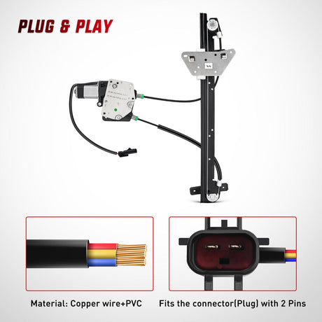 Window Regulator 741-649 Power Window Regulator and Motor Front Driver Side Compatible with Dodge Dakota 2000 2001 2002 2003 2004,Dodge Durango 1998 1999 2000 2001 2002 2003,Front Left Side