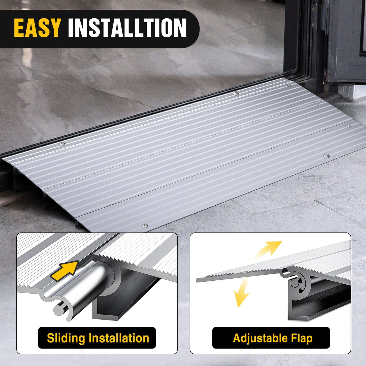 Curb Ramp Door Threshold Ramp 3inch Rise Portable Aluminum Wheelchair Door Transition Entry Ramps for Doorways Home Steps