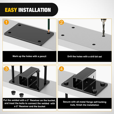 Trailer Hitch Bolt on Tractor Bucket 2 inch Receiver 5/8¡± Hitch Pin Hole Class 3 Trailer Hitch