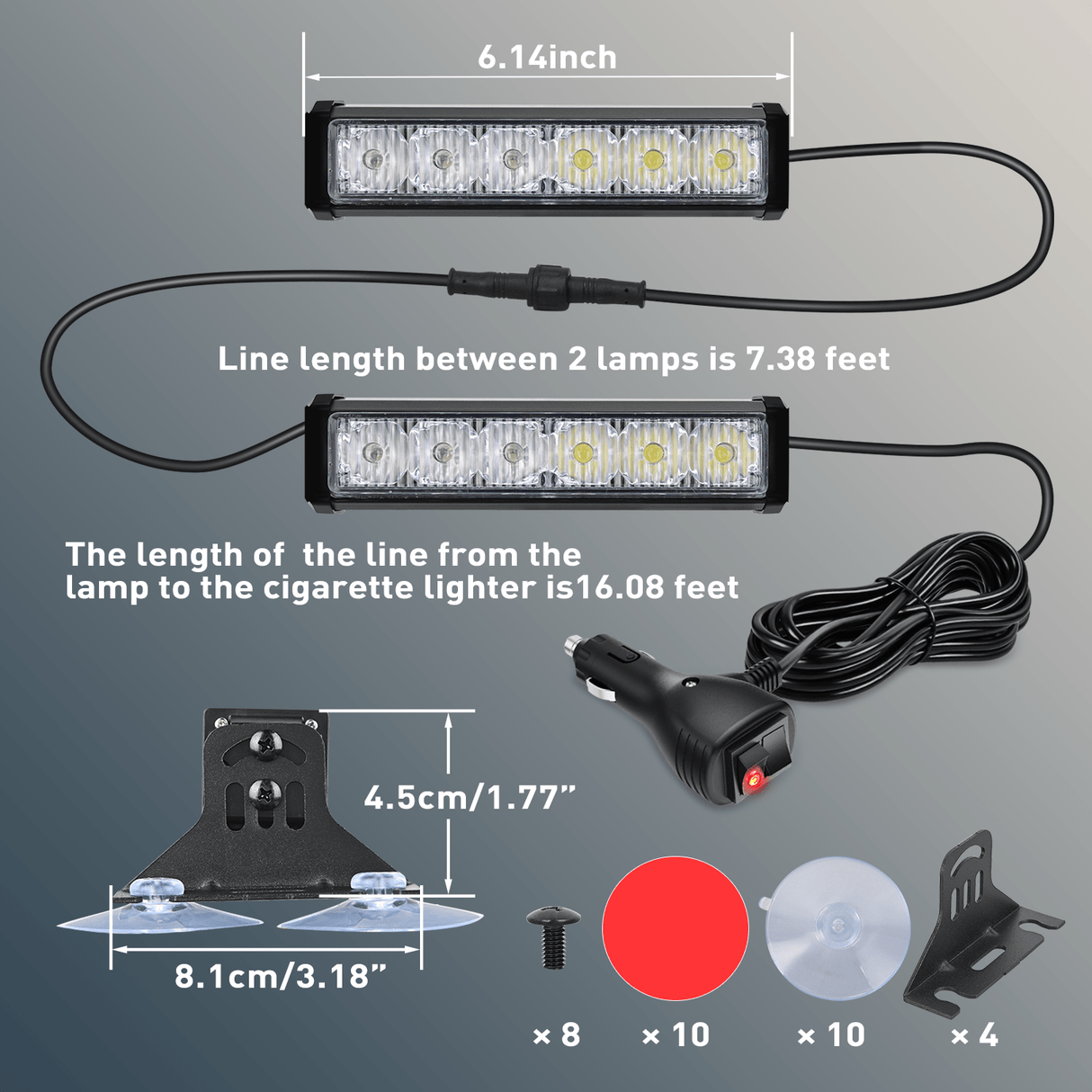 Led Strobe Light Nilight 12LED Emergency Strobe Traffic Advisor Light Bar 2 in 1 Amber Red Dash Warning Safety Flashing Lights Front/Rear Windshield Construction Lights for Trucks Cars Plow Police Firefighter Vehicles
