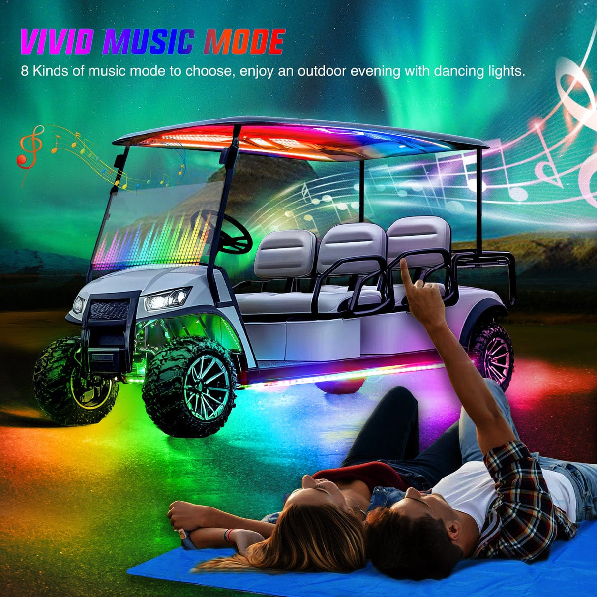 Led light Strip 6Pcs Golf Cart Underglow Light Kit for EZGO Yamaha Club Car