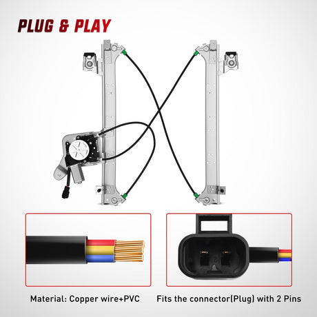 Window Regulator 741-579 Window Regulator and Motor Rear Passenger Side Compatible with Cadillac Escalade/Chevy Avalanche/Silverado/GMC Sierra Yukon 1500 2500 3500 2000 2001 2002 2003 2004 2005 2006 2007
