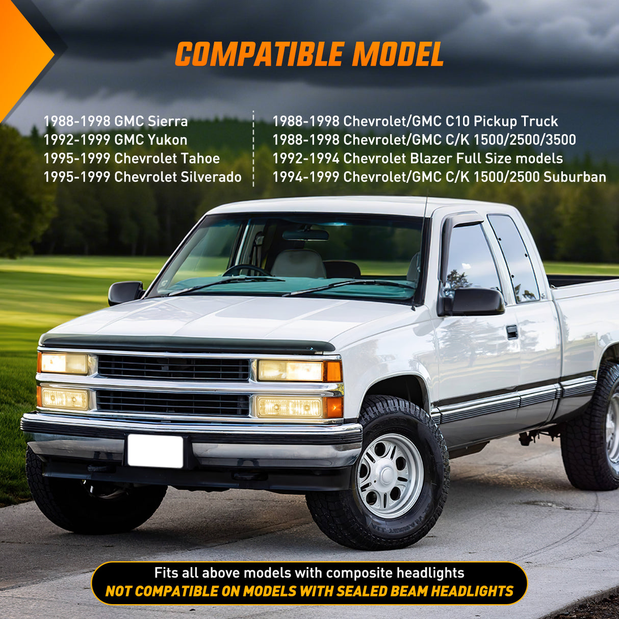 Signal Light Parking Turn Signal Light Compatible with 1988 1989 1990 1991 1992 1993 1994 1995 1996 1997 1998 Chevy GMC C10 C/K 1988-1999 Silverado Suburban Sierra Blazer Tahoe Yukon Front Bumper Lights