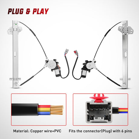Window Regulator Power Window Regulator with Motor Assembly Replacement for Honda CR-V 2002 2003 2004 2005 2006, Front Passenger Side, 741-303