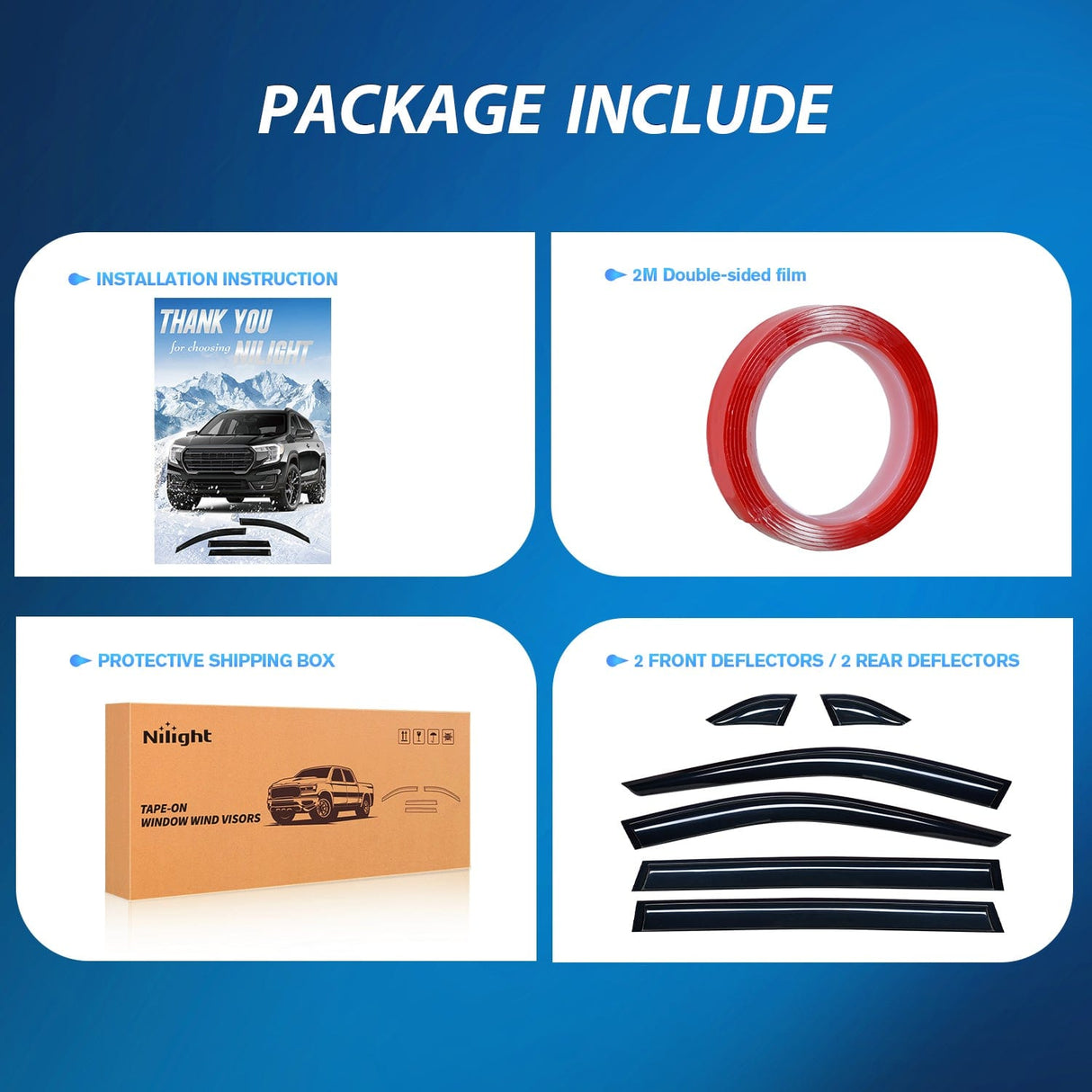 Rain Guards Window Rain Guards for Toyota Rav4 2019 2020 2021 2022 2023 2024, Out-Channel Window Visors Vent Wind Deflectors-6PCS