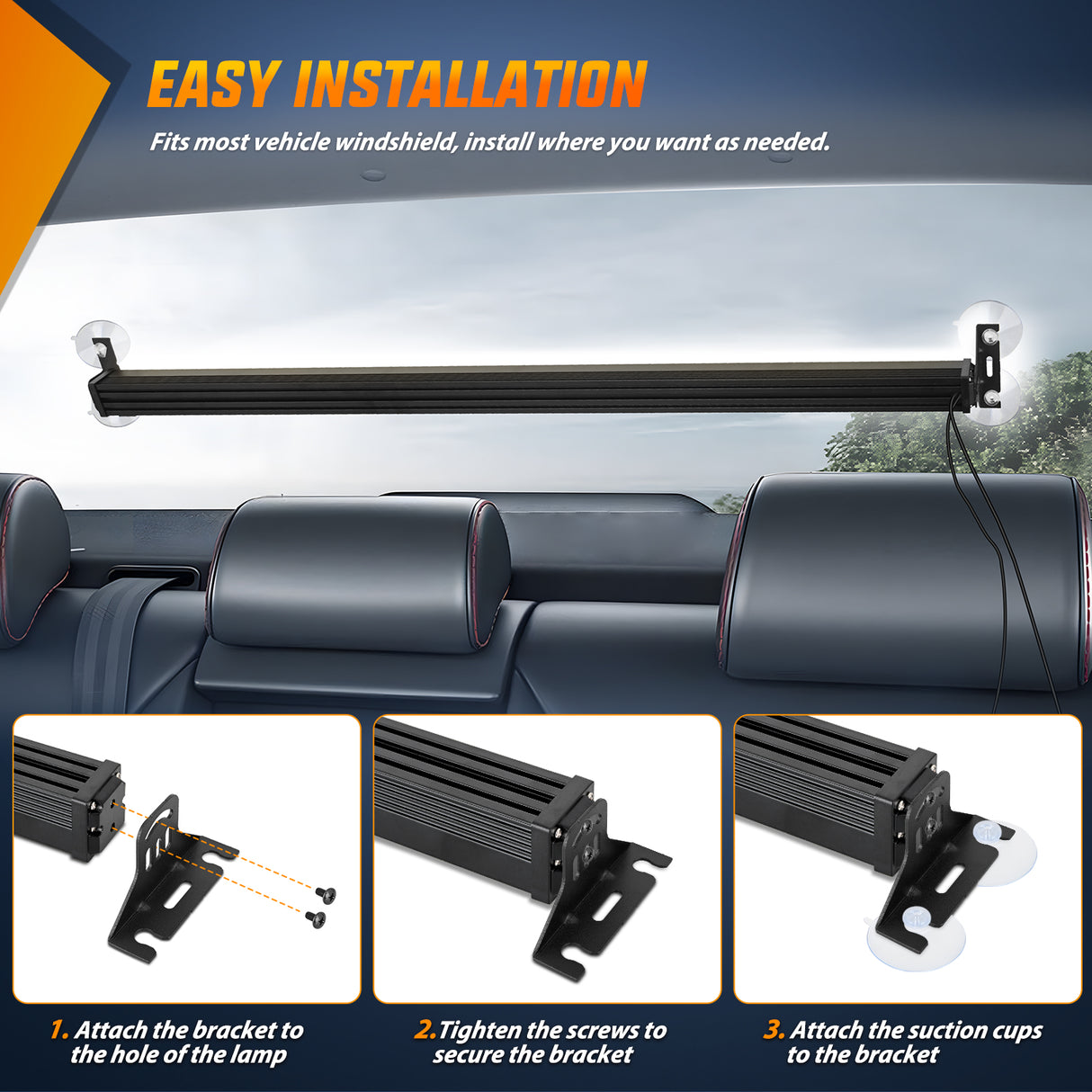 Nilight 144LED Traffic Advisor Strobe Light Bar with Controller White Emergency Warning Lights Hazard Interior Front/Rear Windshield Flashing for Cars Plow Trucks Construction Vehicles