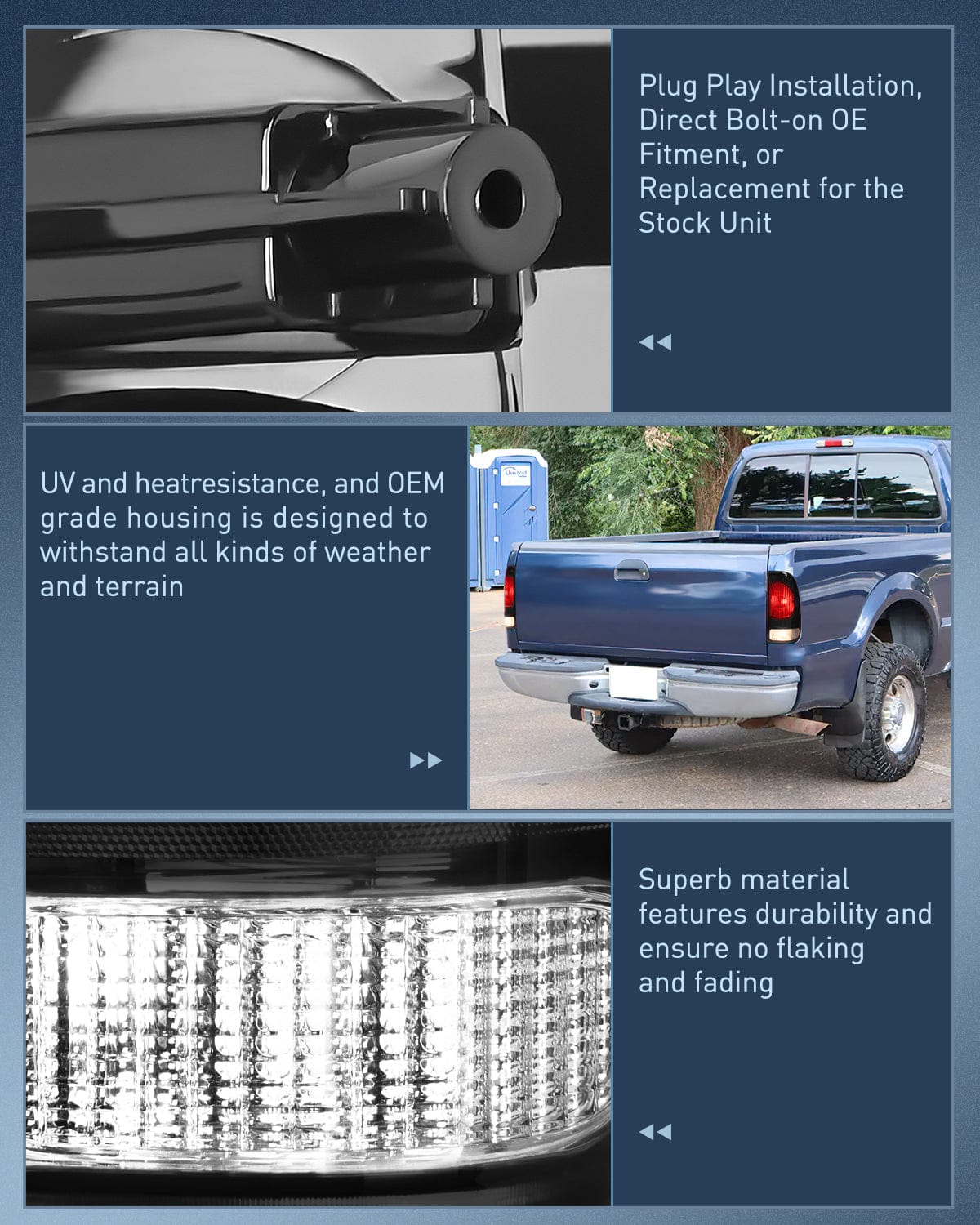 Taillight Assembly 1997 1998 1999 2000 2001 2002 2003 Ford F150 1997 1998 1999 Light Duty 1999 2000 2001 2002 2003 2004 2005 2006 2007 Ford Super Duty Taillight Assembly Smoke Housing Rear Lamp Replacement OE Style Passenger Side