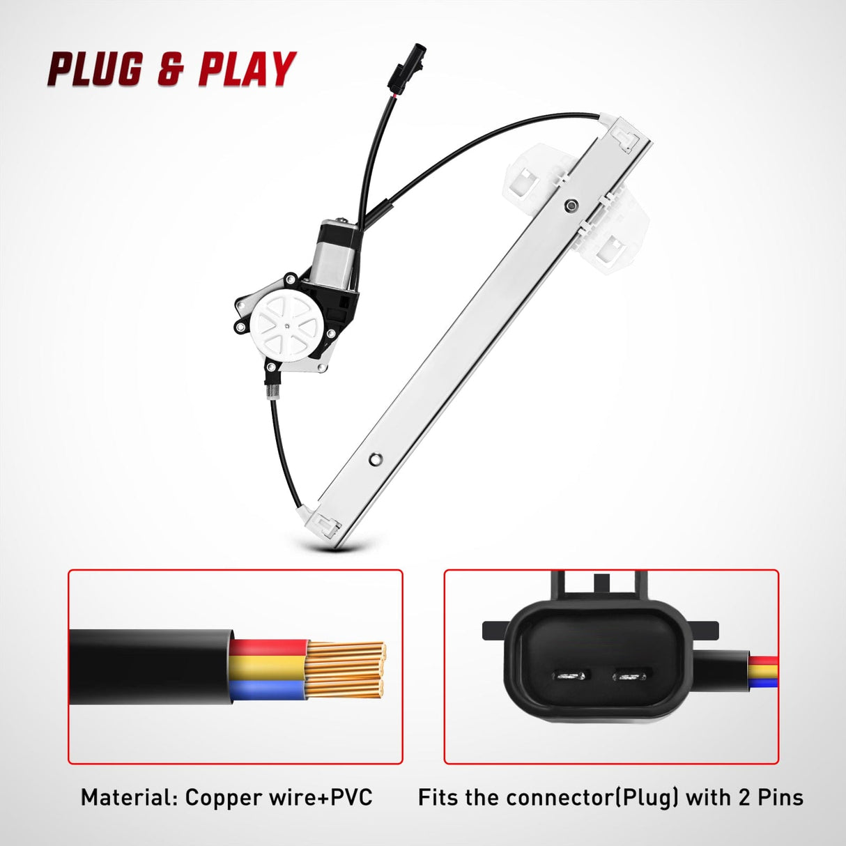 Window Regulator 748-912 Window Regulator and Motor Front Driver Side Compatible with Jeep Wrangler 2007-2017 Sport Utility,Wrangler JK 2018 Sport Utility 2010 2011 2012 2013 2014 2015 2016 2017