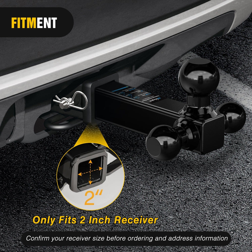 Trailer Hitch Trailer Hitch Ball Mount, 1-7/8 Inch, 2 Inch, 2-5/16 Inch Balls, Fits 2 Inch Square Receiver, 10,000 lbs