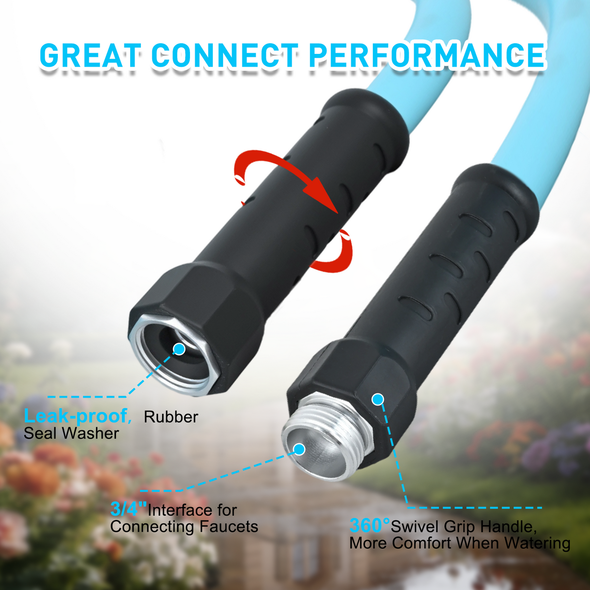 Nilight RV Parts RV Water Hose 25FT Garden Drinking Hoses with Storage Bag Leakproof Anti-Kink 5/8 Inch Inner Diameter Flexible Lightweight Freshwater Hose for RVs Campers Travel Trailer Boat Car Wash Accessories