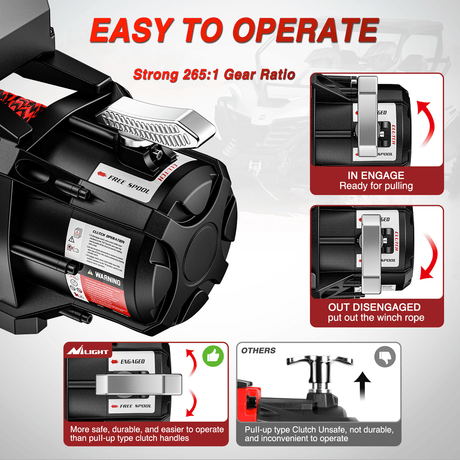 winch hook 12000 lb ATV/UTV Electric Winch Kit With Synthetic Rope 3-IN-1 Smart Remote