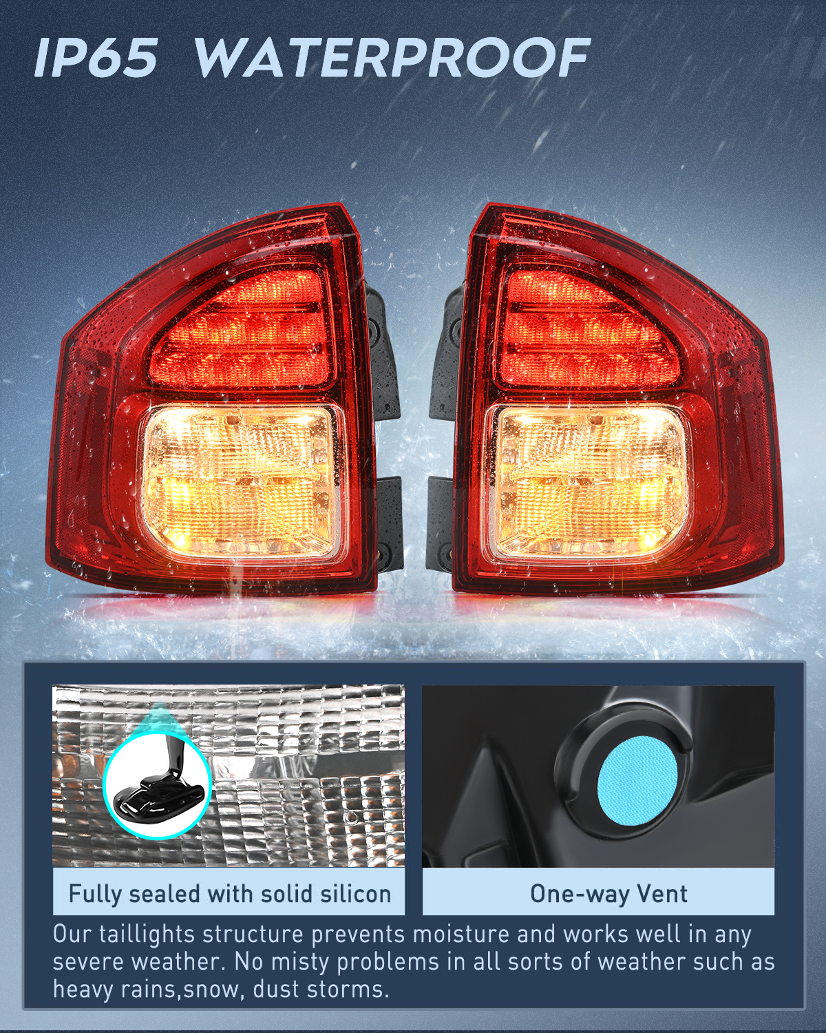 Nilight Taillight Assembly Compatible with 2011 2012 2013 Jeep Compass Tail Light OE Style Rear Lamp Replacement Driver and Passenger Side w/Bulbs