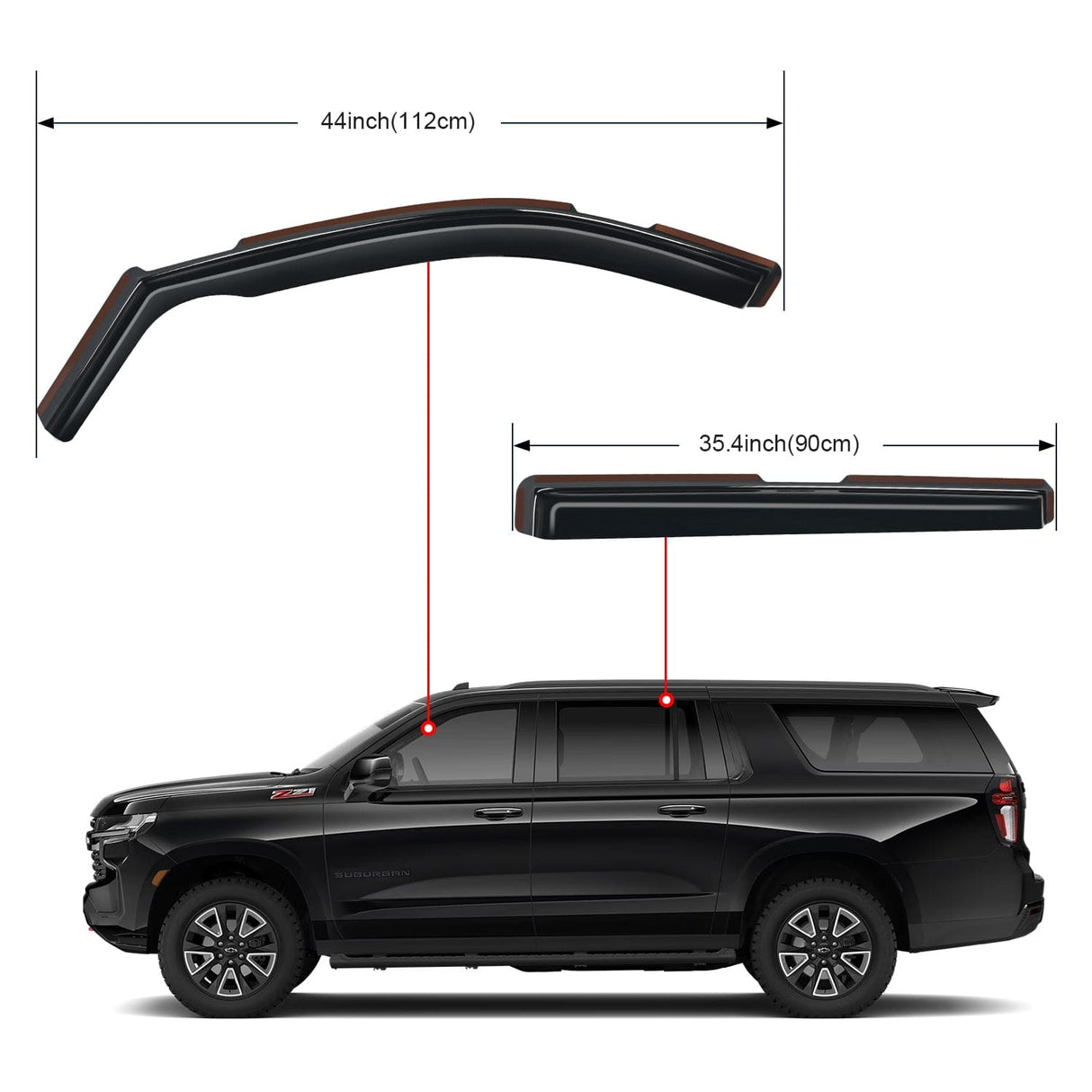 Rain Guards 4pcs Durable in Channel Rain Guards for Chevy Suburban 2021 2022 2023 2024 2025