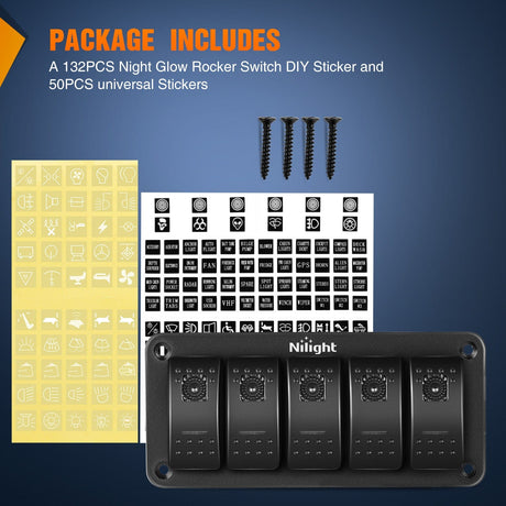 Rocker Switch 5Gang Aluminum 5Pin ON/Off Rocker Switch Panel Purple