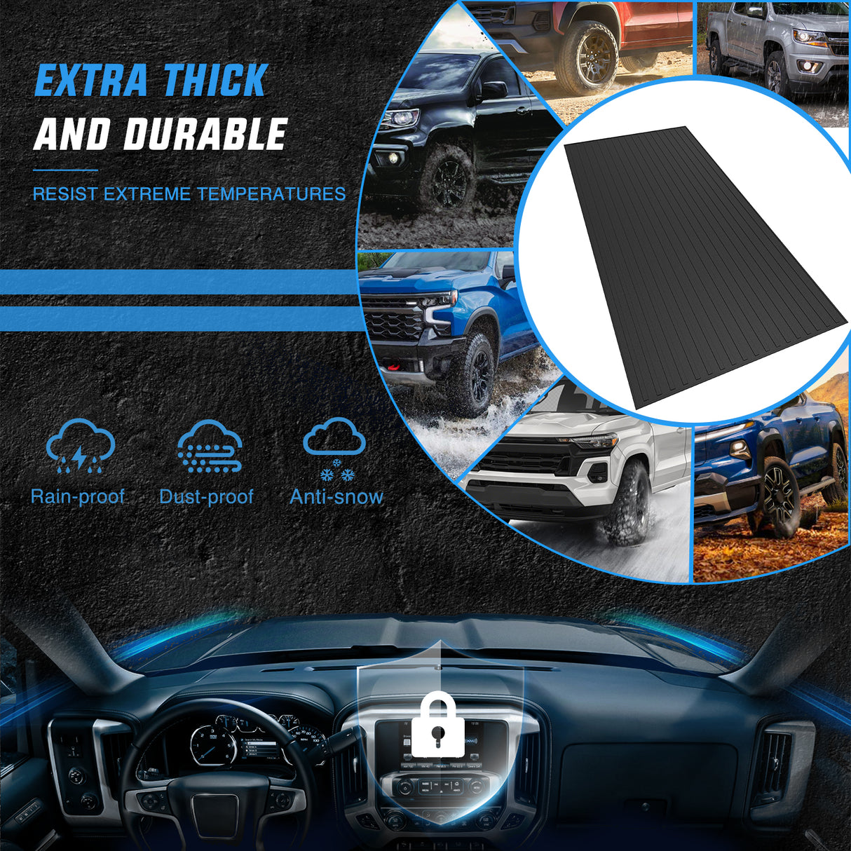 Nilight Heavy-Duty Truck Bed Mat Utility, Extra-Thick 4OInch x 8Inch Rubber Mat, Tough and Durable, Anti-Slip & Weathertech, Easy to Cut, Trim-to-Fit Design
