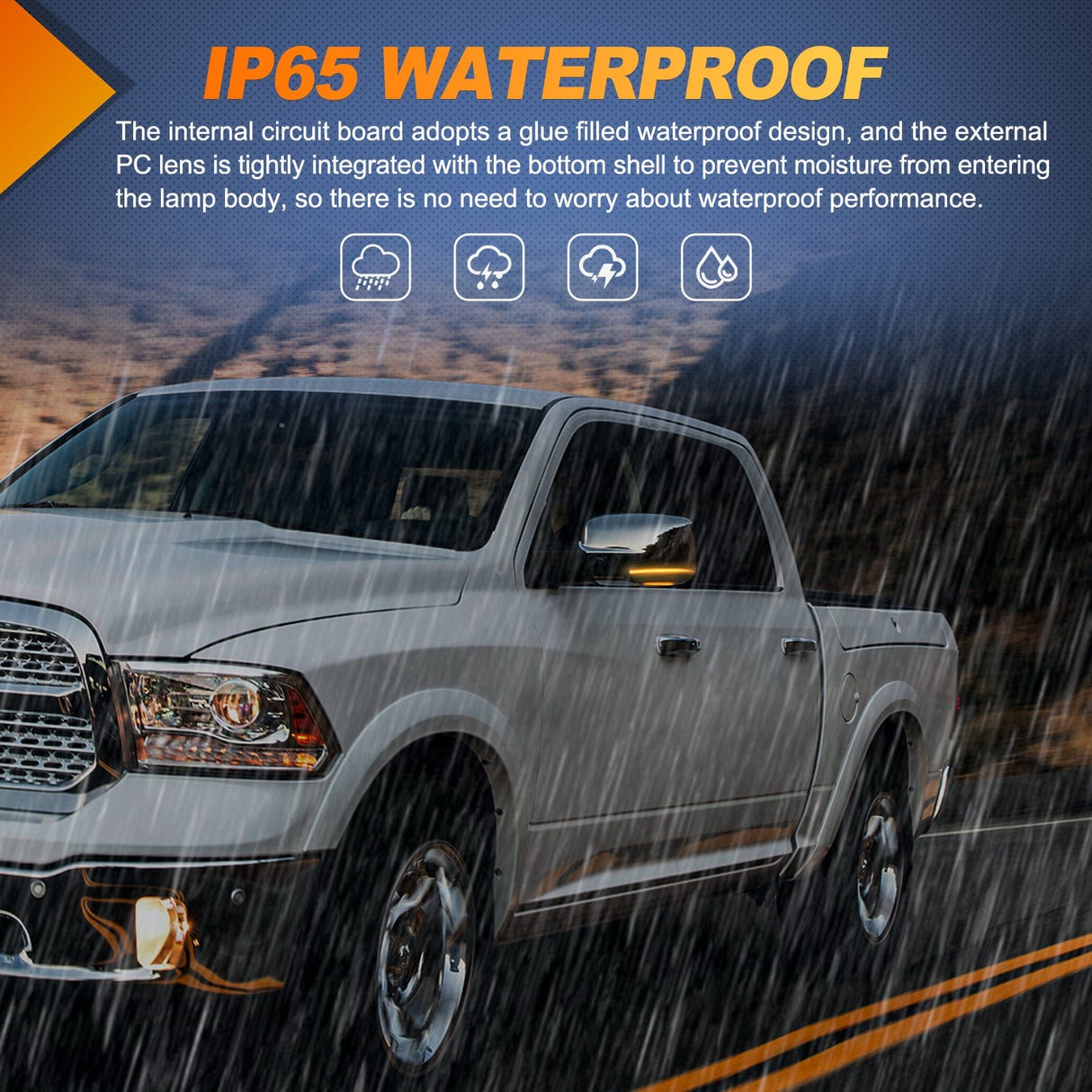 Signal Light Side Mirror Marker Light for 2009 2010 2011 2012 2013 2014 2015 2016 2017 2018 2019 2020 2021 2022 Dodge Ram 1500 1500 Classic 2500 3500