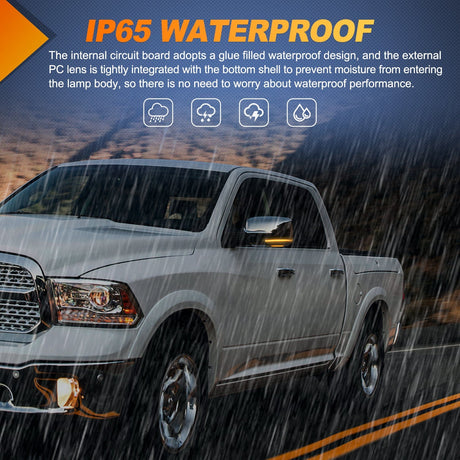 Signal Light Side Mirror Marker Light for 2009 2010 2011 2012 2013 2014 2015 2016 2017 2018 2019 2020 2021 2022 Dodge Ram 1500 1500 Classic 2500 3500