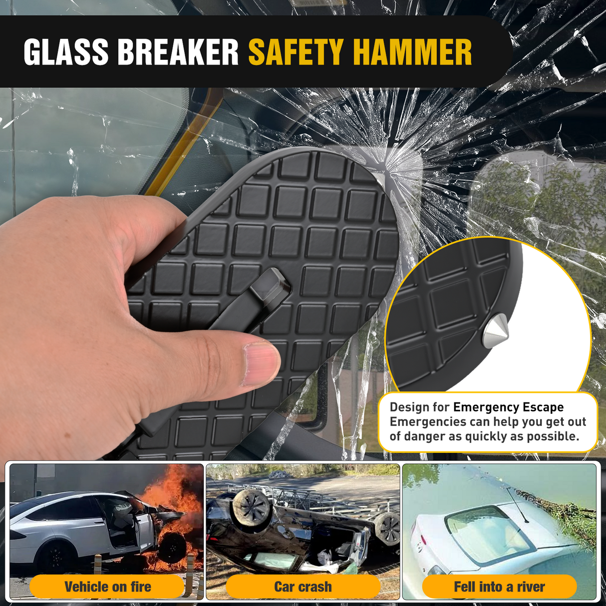 Nilight Car Door Step for Roof Access Universal Car Step Hook for Roof SUV Trucks Folding Aluminum Alloy Vehicle Door Latch Step Pedal With Glass Breaker Safety Hammer, Max Load 400lbs, 2 Pack Black