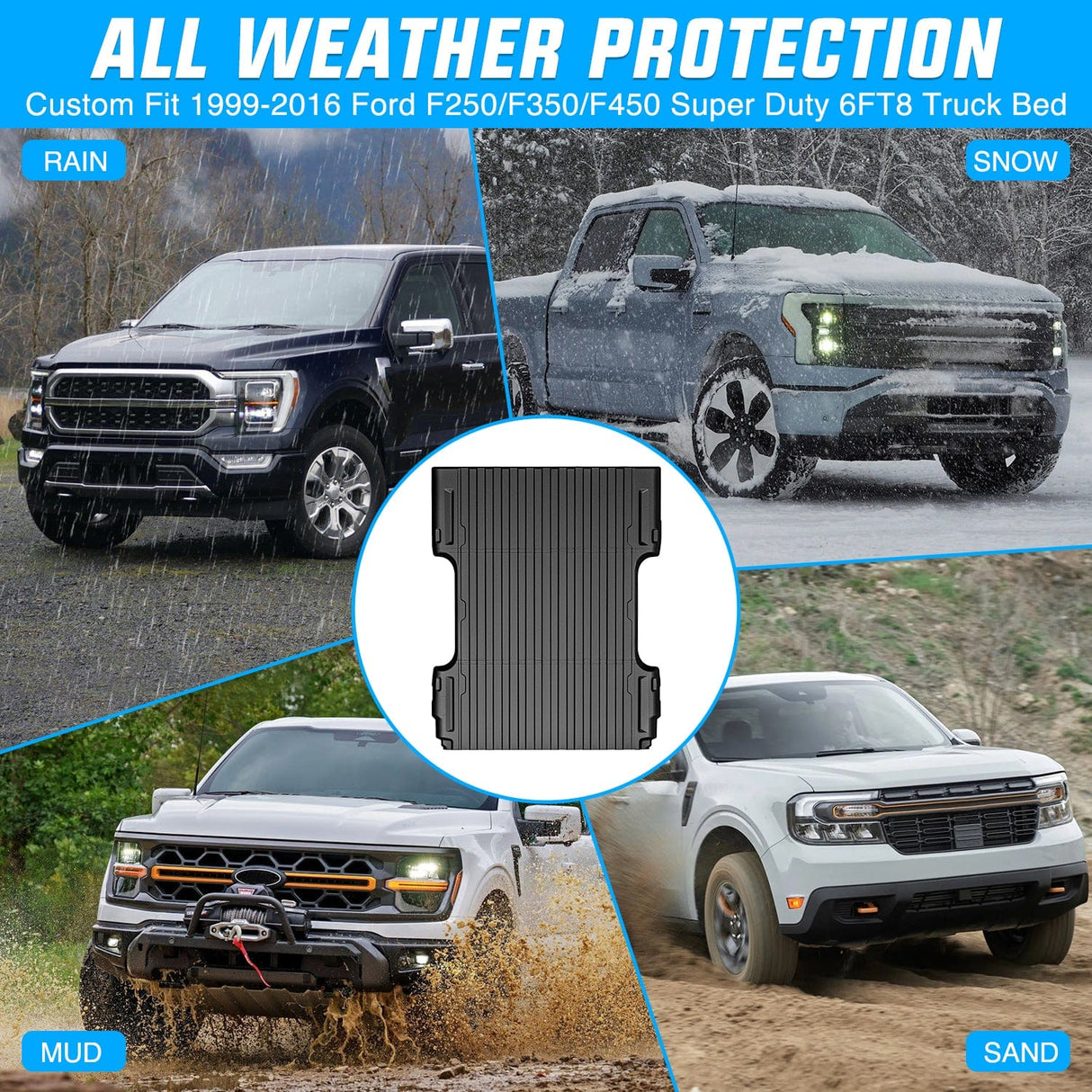 trunk 6.6ft Rubber Short Trunk Bed for 007-2019 Silverado/Sierra 2500 3500HD & 1500 2007-2018, TPE Heavy-Duty Pick-up Bed Liner for Chevy GMC Accessories, Anti-Slip Texture, All Weather Protection