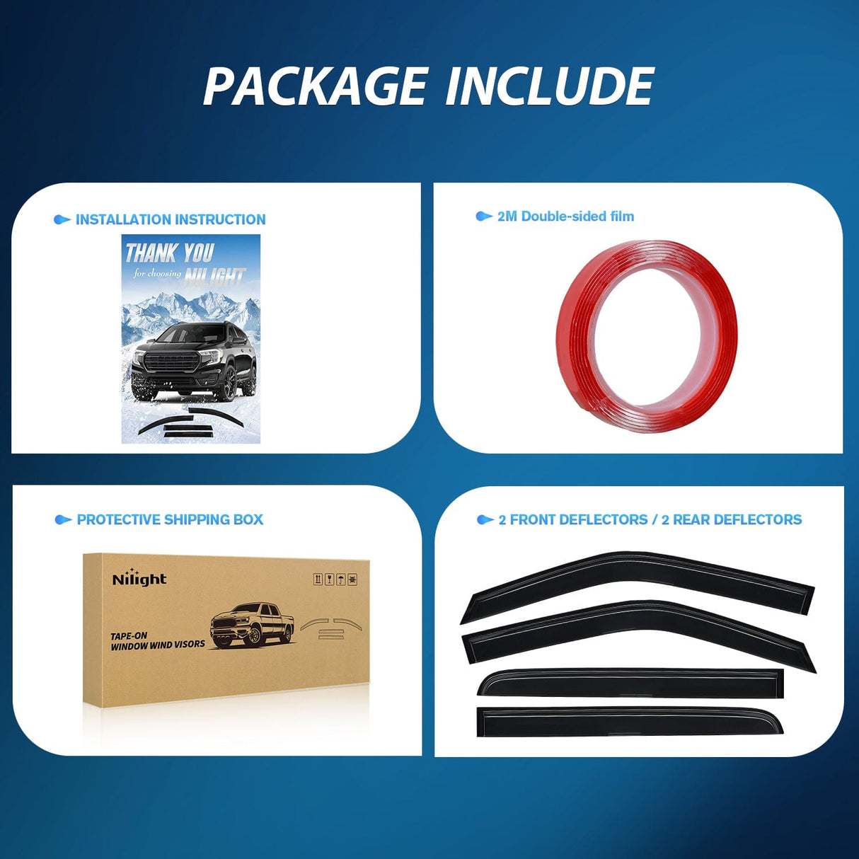 Rain Guards Tape-On Rain Guards for Ford F150 Crew Cab 2015 2016 2017 2018 2019 2020 2021 2022 2023 2024, Window Visors Vent Wind Deflectors-4PCS