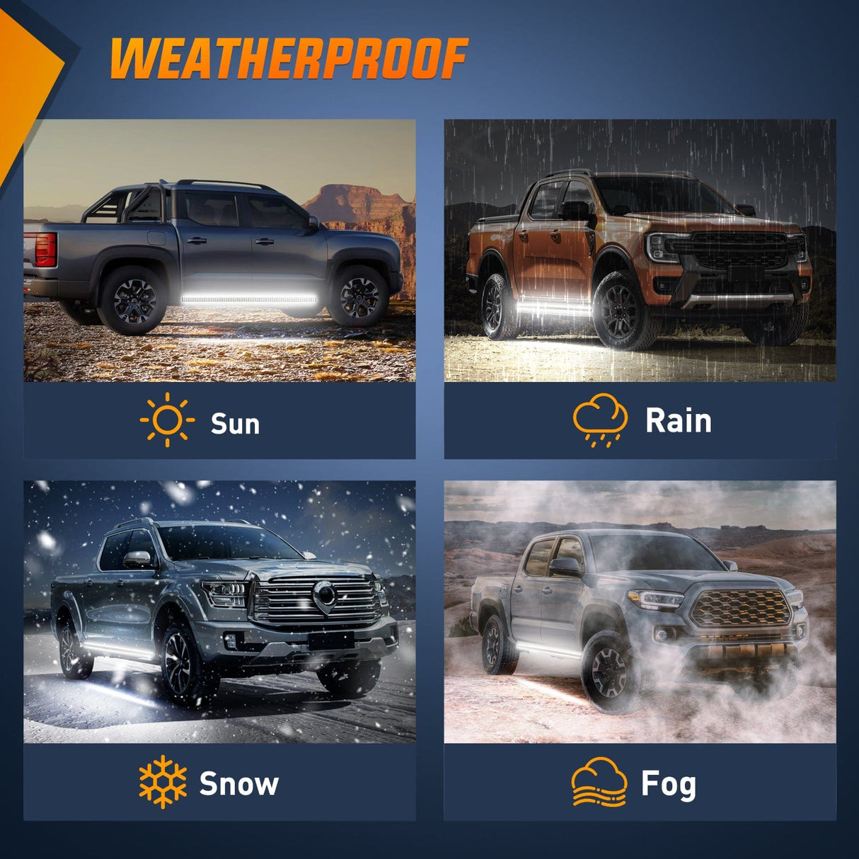 Led light Strip 2PCS 70 Inch Emergency Strobe Light Strip 1125 LED Running Board Lights White Flexible Side Flashing Warning Caution Safety Waterproof for Truck Construction Vehicles Pickup