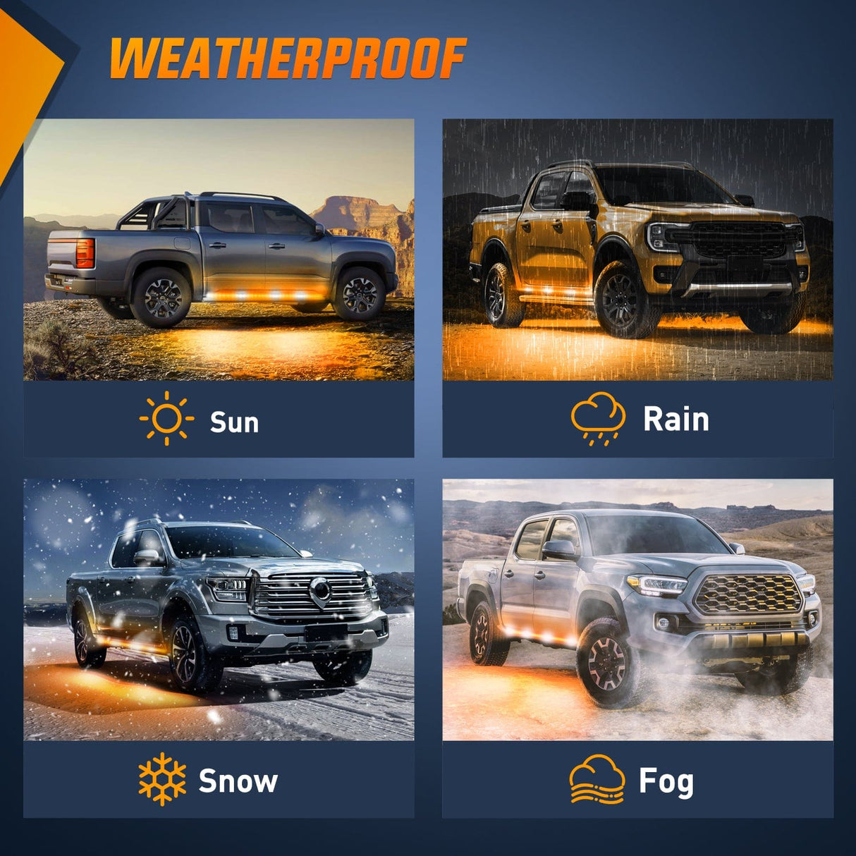 Led light Strip 2PCS 70 Inch Emergency Strobe Light Strip 1125 LED Running Board Lights Amber White Flexible Side Flashing Warning Caution Safety Waterproof for Truck Construction Vehicles Pickup