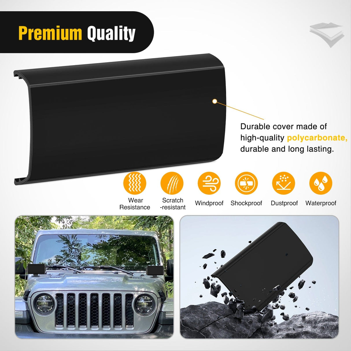 light cover 2Pcs 6.5 inch Black Light Bar Cover