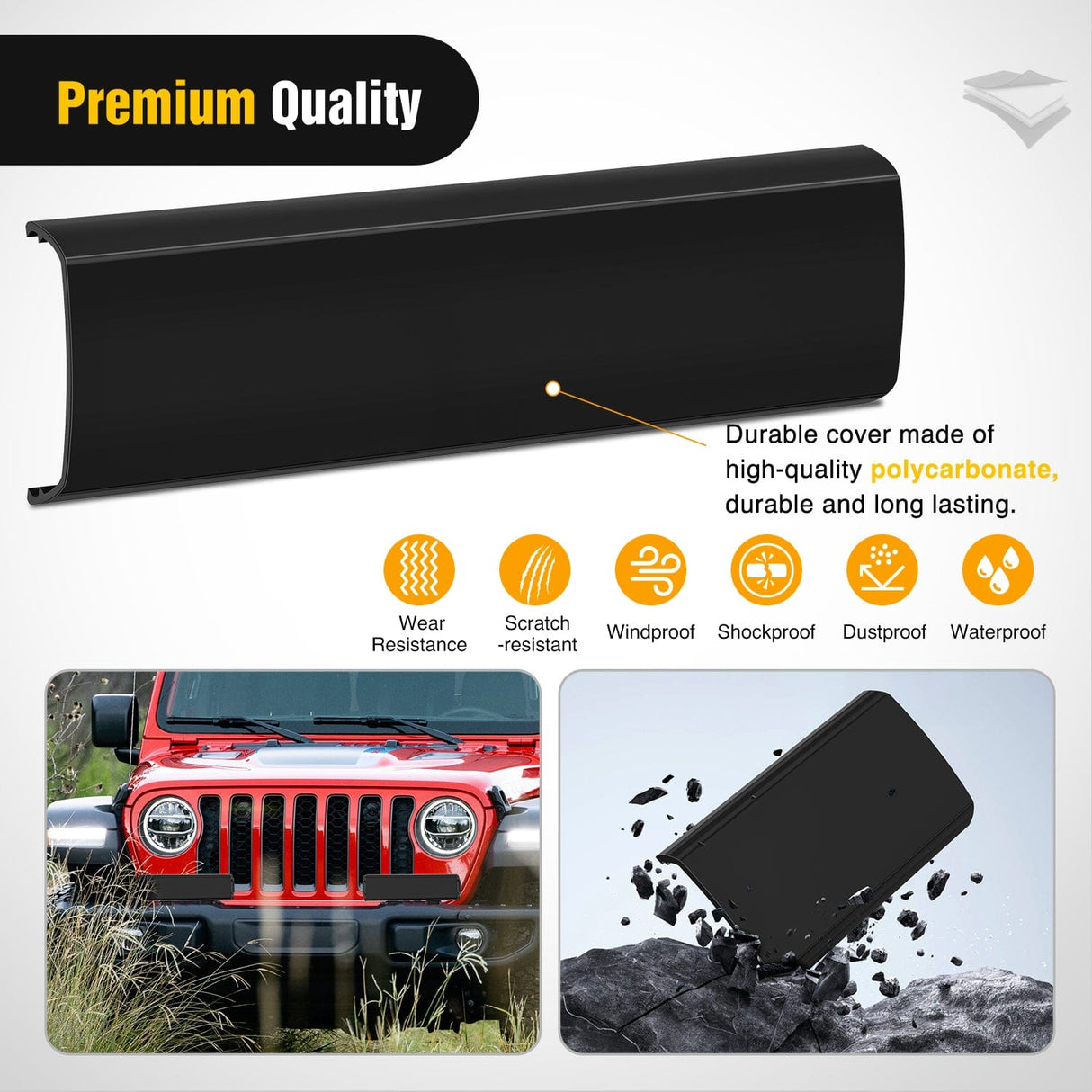 light cover 2Pcs 12 inch Black Light Bar Cover