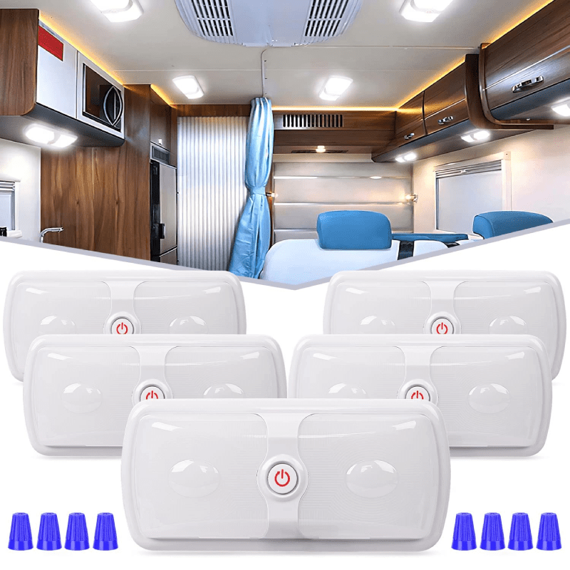  RVZONE RV Lights Interior Natural White 12V RV LED Ceiling  Double Dome Light Fixture 1100 LM Frosted RV Interior Lighting Camper Lights  For RV Bedroom, Living Room