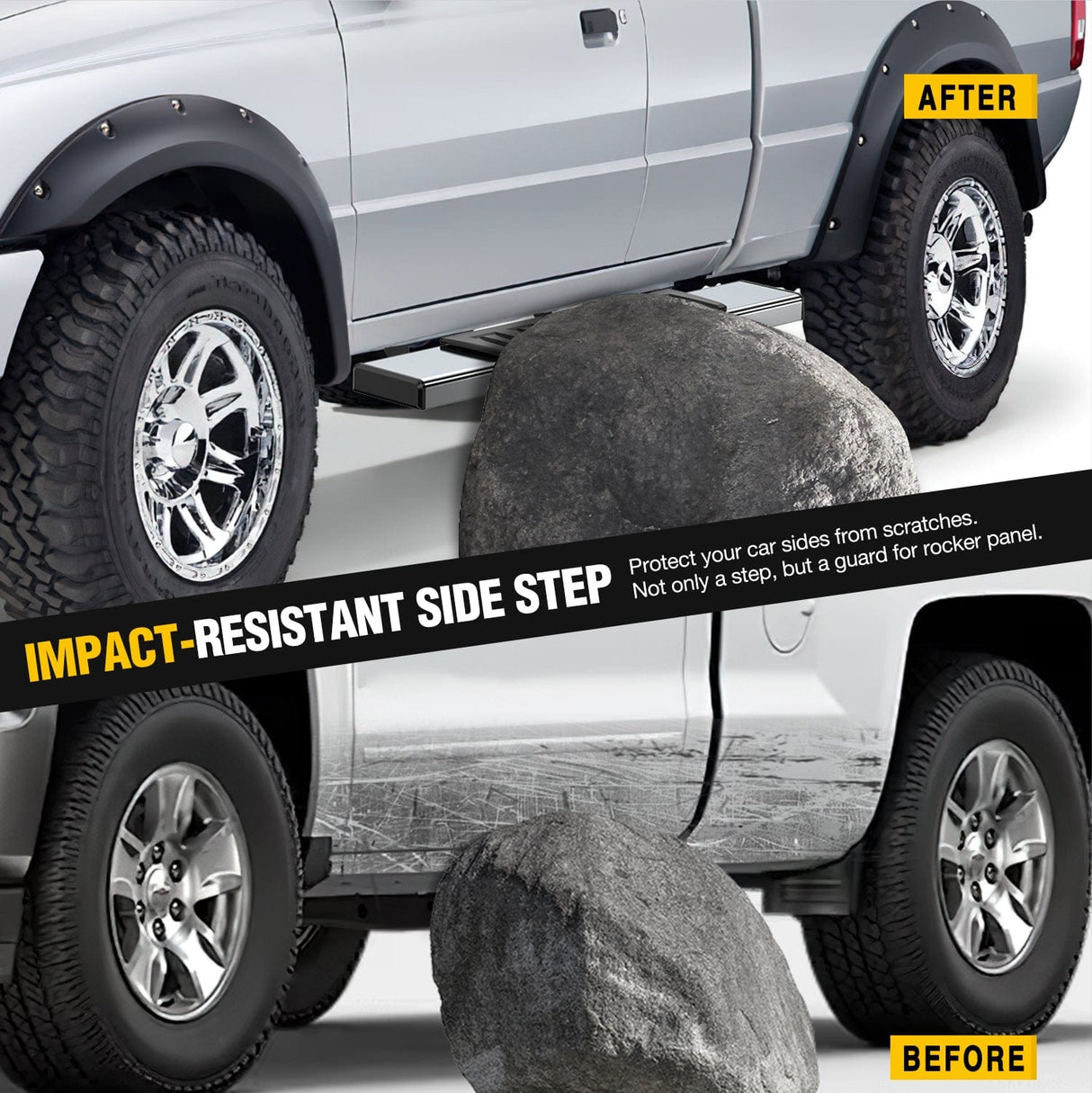 Running Board Running Boards for 2019 2020 2021 2022 2023 2024 2025 Chevy Silverado GMC Sierra 1500 2500 3500 Regular Standard Single Cab 6 Inch Side Step Nerf Bars Stainless Steel