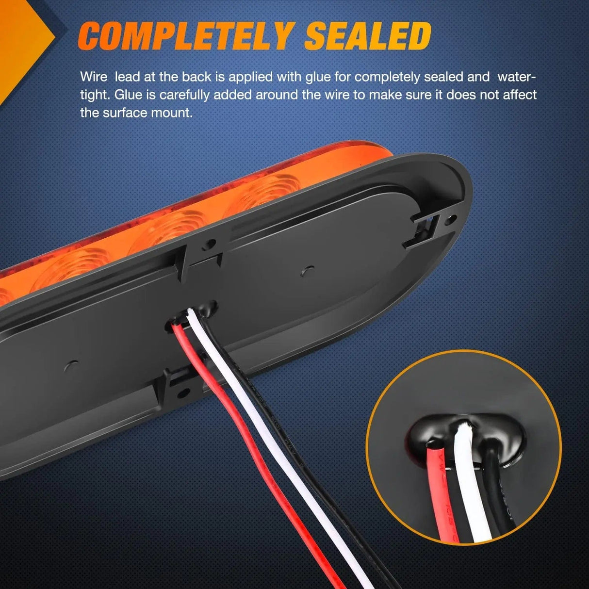 Tail Brake Turn Reverse Lights 6 Inch Oval Amber Upgrade LED Trailer Tail Lights (Pair)