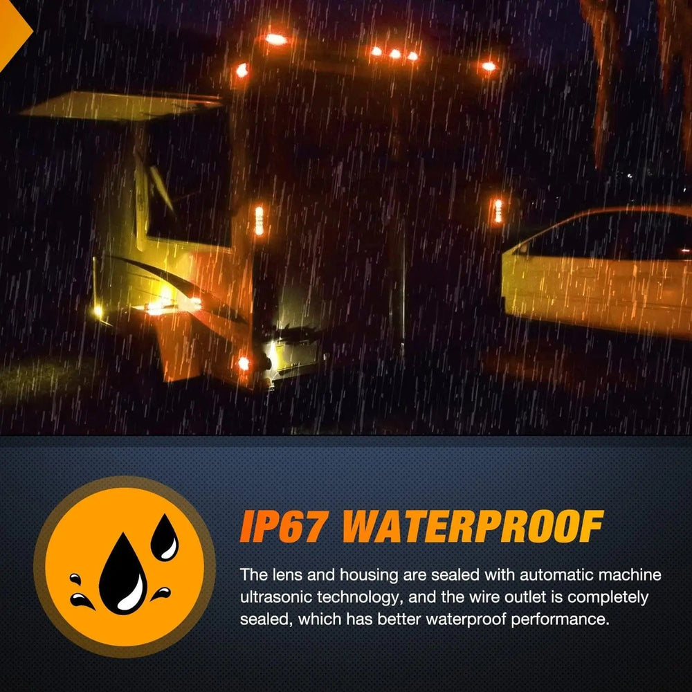 Tail Brake Turn Reverse Lights 6 Inch Oval Amber Upgrade LED Trailer Tail Lights (Pair)