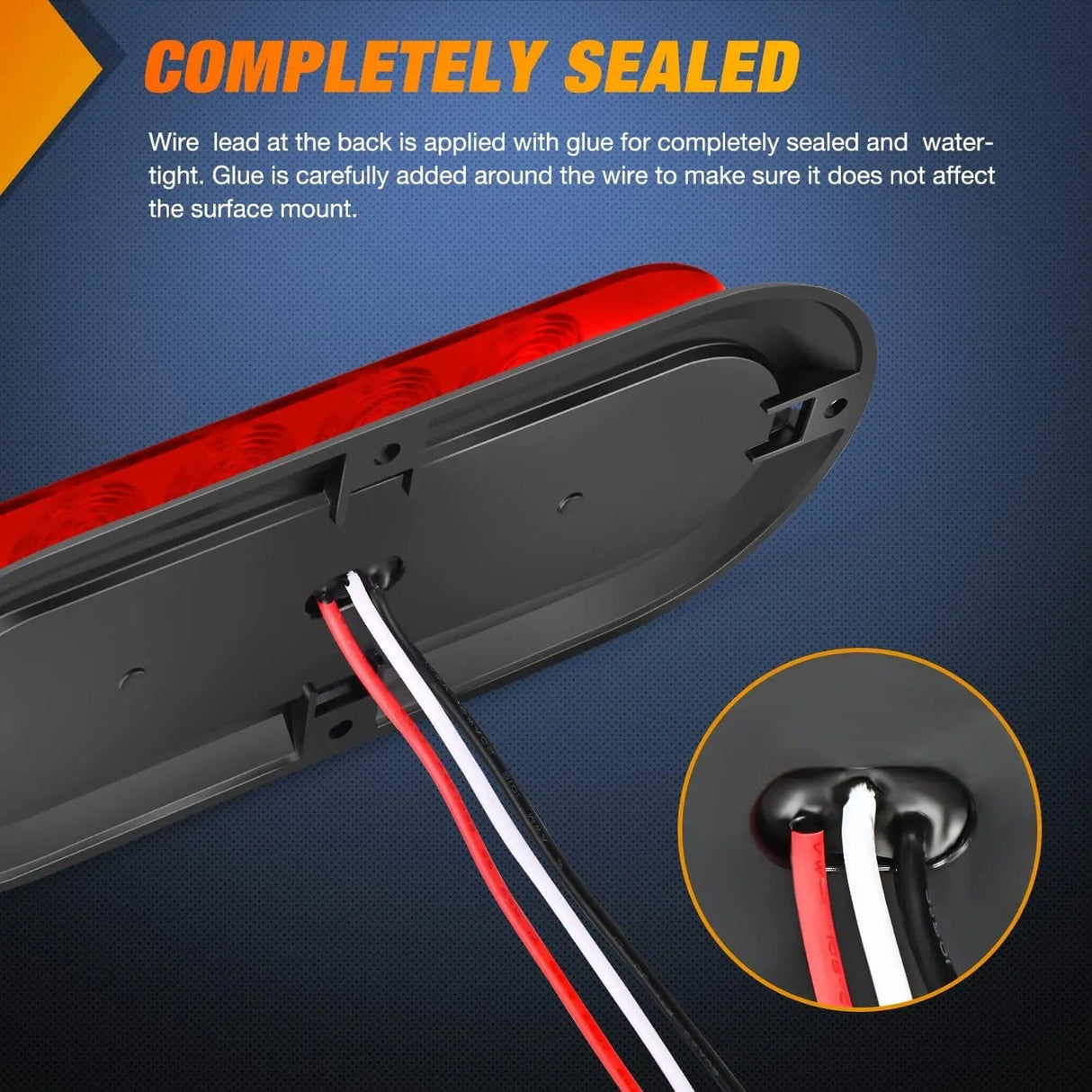 Tail Brake Turn Reverse Lights 6 Inch Oval Red Upgrade LED Trailer Tail Lights (Pair)