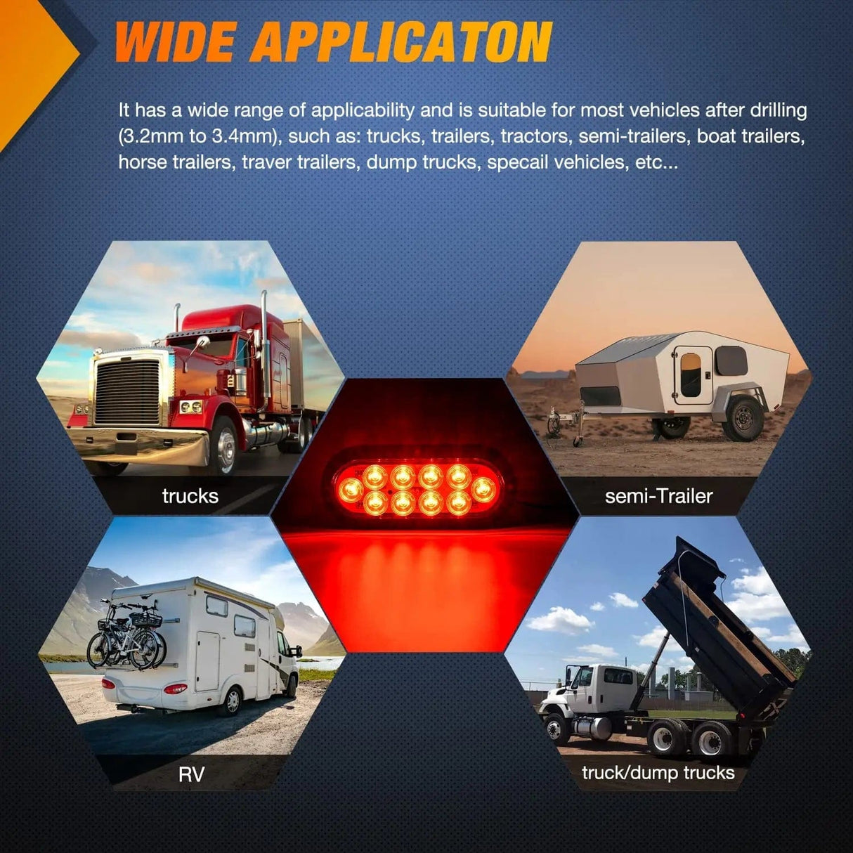 Tail Brake Turn Reverse Lights 6 Inch Oval Red Upgrade LED Trailer Tail Lights (Pair)