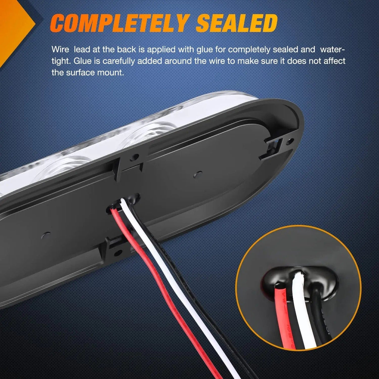 Tail Brake Turn Reverse Lights 6 Inch Oval White Upgrade LED Trailer Tail Lights (Pair)