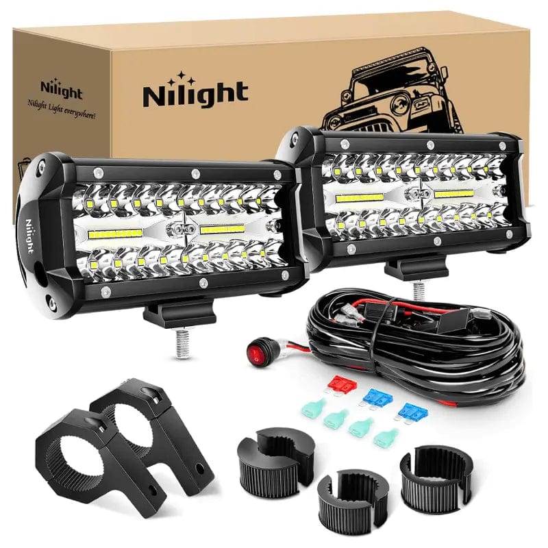 Pair Of 4" Green Triple-Row LED Off-Road Lights – Spot/Flood Combo Beam (100W, IP67 Waterproof)