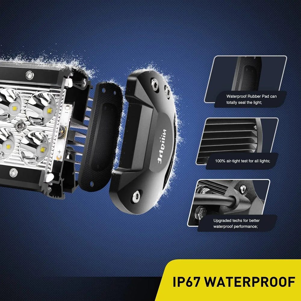 Light Bar Wiring Kit 6.5 Inch 36W Double Row Spot Led Light Bars (Pair) | 16AWG Wire 3Pin Switch